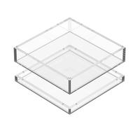 GRAHAM DESIGN Acrylic Tray with Magnetic Double Layer - ½-Inch Insert for Artwork, Needlepoint, Photos, or Fabric - Clear 8x8 Display Tray with Anti-Slip Pads