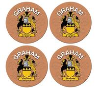 Graham English Family Surname Round Cork Backed Coasters Set of 4