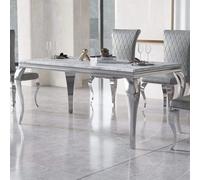 graham wooden dining table in natural stone marble effect