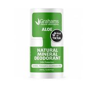 Grahams Natural Aloe Vera Aluminium Free Deodorant - Mineral Roll-On with Glycerin for Sensitive Skin - All-Day Odour Control, No White Marks & Paraben Free for Women & Men, 60ml