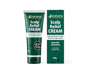 Grahams Natural Scalp Relief Cream - Relief for Dry, Itchy, Flaky Scalps & Dandruff - Scalp Moisturizer with Manuka Honey, Calendula, Jojoba Seed Oil, 60g