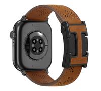 Grahied Genuine Leather Watch Band Compatible with Apple Watch Bands 42mm 44mm 45mm 46mm 49mm, Dressy Strap Magnetic Buckle for Women Men iWatch Ultra SE Series 10/9/8/7/6/5/4/3/2/1(Dark Brown)