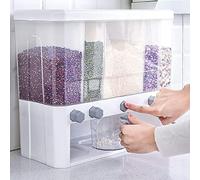 Grain Dispenser, 5 in 1, Cereal Dispenser, Rice Storage Container, Food Dispenser, Dry Food Container, Storage, Grain Cans for Grains, Nuts, Coffee Beans, Soybeans, Dispensing Container, Colour: Clear