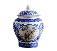 Grain Dispenser with Ceramic,Rice Container, Ceramic Ginger JarTraditional Ginger Jar Blue White Porcelain Vase With Lid Decorative Painted Glazed Ceramic Chinoiserie Ginger Jar Chinoiserie Antique