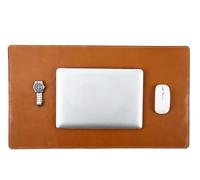 Grain Genuine Leather Desk Pad Large Retro Mouse Pad Vintage Leather Desk Protector Desktop Cover Non-Slip Writing Blotter Coffee Bar Mat for Office Home(Brown,60x30cm)