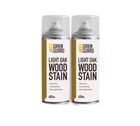 GRAIN GUARD Light Oak 2x400ml Wood Stain Aerosol - Water Based Spray Wood Stain for Furniture, Doors & Cabinets - Quick Dry, Low Odour, Easy Apply Interior Wood Dye
