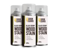GRAIN GUARD Wood Stain Aerosol | Black Ebony | Water Based Stain| Easy Spray Application | Quick Dry | 3 x 400ml