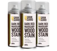 GRAIN GUARD Wood Stain Aerosol | Dark RED Mahogany | Water Based Stain| Easy Spray Application | Quick Dry | 3 x 400ml