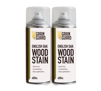 GRAIN GUARD Wood Stain Aerosol | Light Oak | Water Based Stain| Easy Spray Application | Quick Dry | 2 x 400ml