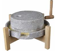 Grain Mill Hand Crank Grinder - Handmade Beech Wood Stand for Rice, Coffee Beans, Wheat - 13.77 Inch Diameter