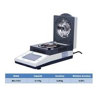 Grain Moisture Meter, 110g 1mg 5mg 10mg 0.001g 0.005g 0.01g Halogen 180 Centigrade 50g Rapid Heating Touch Screen Accurate Moisture Analyzer(MA-110-5)