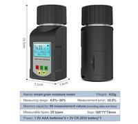 Grain Moisture Tester, Portable Mini Cup Grain Moisture Meter, Lcd Backlight Display, Precision + Temperature Compensation + Data Storage, for 25 Grains Including Wheat,A