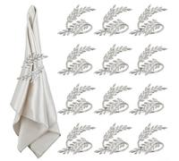 Grain Pattern Napkin Rings Crafted from Iron with Metallic Gold and Silver Tone for Event Decor and Refined Table Settings 12 Pack (Gold)
