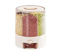 Grain Storage Container | Rotating Cereal Bin | Safe Sealed Compartment with Sections Resistant Moisture Guard for Dining Hall Bakery Lentils Corn Wheat Sugar Baking Supplies | Compact Build with