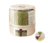 Grain Storage - PP 10000g | Multi-Grid Container Dry Food Storage With 360-Degree Rotation | Airtight Organization Solution With 6 Divisions For Kitchen Pantry, Cereal, & Bulk Food Storages