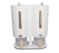 Grain Stroage Box, Rice Dispenser, Press Type Rice Bucket, 5kg Capacity Japanese Double Rice Barrel, Airtight Dry Food Bucket, Dry Food Cotainer for Rice, Grain, Dry Food, Pet Food(Rose Gold)