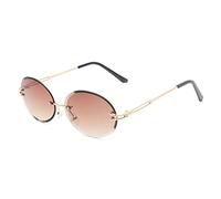 Grainas Retro Oval Sunglasses Rimless Sunglasses for Men Women Fashion Frameless Glasses UV400 Eyewear (tea brown)