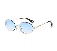 Grainas Retro Oval Sunglasses Rimless Sunglasses for Men Women Fashion Frameless Glasses UV400 Eyewear