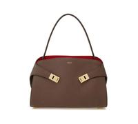 Grained Leather Handbag with Gancini Lock - female - Ferragamo - Handbags - Brown - ONE SIZE - Bags ONE SIZE