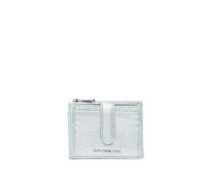Grained Leather Snap Wallet Women Mandarina Duck Argenté 9x11x2 cm