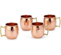 GRAINEX ENGINEER 2 Oz. Solid Copper Mini Moscow Mule Shot Mug, Set of 4 Authentic 100% Solid Copper Hammered Moscow Mule Mug 2-Oz Shot Glass - Set of 4