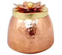 GRAINEX ENGINEER Copper Container Bowl Hammered Design with Lid Brass Finish Design for Chocolates Dry Fruits, Gifts for Diwali