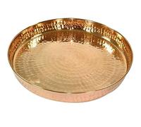 GRAINEX ENGINEER Indian Traditional Hammered Copper Thali Plate for Serving Lunch Dinner, Home Hotel Restaurant, Dinnerware 12 Inch -Set of 1