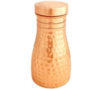 GRAINEX ENGINEER Pure Copper Water Bottle with Inbuilt Glass, Hammered Design, 950 ml (Brown)