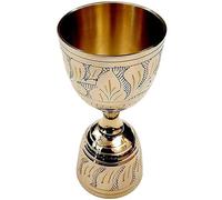 GRAINEX ENGINEER Wine Goblet Solid Brass Embossed Measure Cup 30 Ml/60 Ml Royal Wine Cup Handmade Goblet Medieval Decor Gothic Chalice Glass Pack of 1