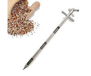 Grains Powder Sampler Stainless Steel Sampling Powder Sampling Probe Rotat Handle Pointed Design Applicable for Taking The Grain Size of Rice and Corn 32mmX1m (3slots)