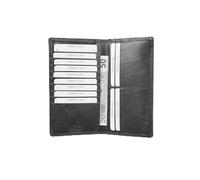 Grains & Tan Full-Grain Genuine Leather Jacket Wallet with RFID Protection Ideal for Men | Long Gents Wallet with 12 Card Slots and 2 Slip-in Pockets for Money and Receipts (Black)