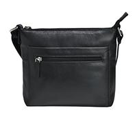 Grains & Tan Real Leather Crossbody Handbag for Women Vintage Designer Tote Ladies Soft Shoulder Bags Travel Hand Bag Classic Clutch Long Adjustable Strap Pure Girls Multiple Pockets- Soft Black