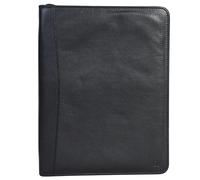 Grains & Tan Real Leather Portfolio A4 Notebook Document Folder Case File Storage Pure Soft Zipper Handmade Writing Pads Diaries Personal Travel Organizer Business Conference Presentation-Black