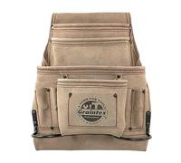 Graintex SS2170 10 Pocket Nail & Tool Pouch Beige Color Suede Leather for Constructors, Electricians, Plumbers, Handymen
