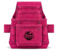 Graintex 10 Pocket Nail & Tool Pouch, Premium Quality Suede Leather Tool Bag for Constructors, Electricians, Plumbers, Handymen, HVAC Tools, Professional Organizer with Adjustable Fit (Pink)