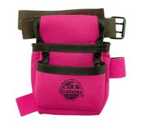 Graintex 2 Pocket Children Tool Pouch, Ripstop Canvas Double Layered, Leather Trims, Kid's Real Tool Bag, Boys and Girls Tool Belt for Home Improvement, 1.1/2" Leather Belt, Hammer Loop - Pink