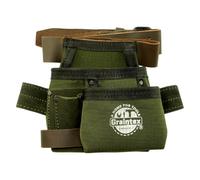 Graintex 4 Pocket Children Tool Pouch, Ripstop Canvas Double Layered, Leather Trims, Kid's Real Tool Bag, Boys and Girls Tool Belt for Home Improvement, 1.1/2" Leather Belt, Hammer Loop - Hunter Green
