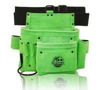 Graintex 5 Pocket Suede Leather Tool Belt/Bag | Lime Green | Multipurpose Leather Tool Belt for Women and Men | Construction, Electrician, Handymen, Carpenter, Gardening Pouch and DIY Projects