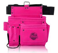 Graintex 5 Pocket Suede Leather Tool Belt/Bag | Pink | Multipurpose Leather Tool Belt for Women and Men | Construction, Electrician, Handymen, Carpenter, Gardening Pouch and DIY Projects