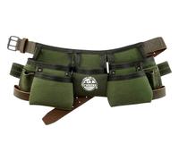 Graintex 9 Pocket Children Tool Belt, Ripstop Canvas Double Layered, Leather Trim, Kids Real Tool Belt, Boys and Girls Tool Apron for Home Improvement, 1.1/2" Leather Belt, Hammer Loops - Hunter Green