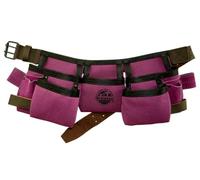 Graintex 9 Pocket Children Tool Belt, Ripstop Canvas Double Layered, Leather Trim, Kids Real Tool Belt, Boys and Girls Tool Apron for Home Improvement, 1.1/2" Leather Belt, Hammer Loops - Purple
