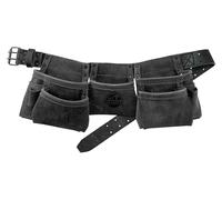 Graintex DS2248 9 Pocket Children Work Apron Black Color Suede Leather with 1.1/2” Leather Belt, 2 Hammer Holders Loops