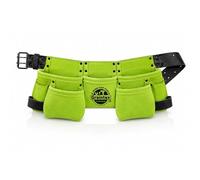 Graintex DS2358 9 Pocket Children Work Apron Lime Green Color Suede Leather with 1.1/2” Leather Belt, 2 Hammer Holders Loops