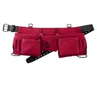Graintex DS2699 11 Pocket Professional Suede Leather Tool Belt/Tool Bag Burgundy Color, 2” Leather/Web Belt, 2 Hammer Holders for Construction Tools, Carpenter Tools, Roofing Tools, Drywall Tools