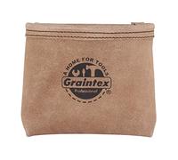 Graintex SS2190 Nail/Screw Pouch with Clip Beige Color Suede Leather, Universal Steel Clip for Belt, Riveted for Durability, for Constructors, Electricians, Plumbers, Handyman