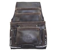 Graintex PS1234 10 Pocket Tool Pouch Oil Tanned Leather for Constructors, Electricians, Plumbers, Framers, Brown