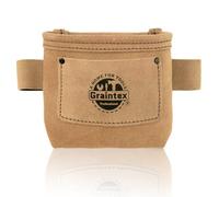 Graintex SS2190 Nail Pouch with Clip Beige Color Suede Leather for Constructors, Electricians, Plumbers, Handyman