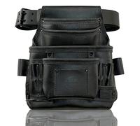 Graintex ST2870 :: 10 Pocket Nail & Tool Pouch Rugged Black Color Top Grain Leather with 2” Leather Belt for Framers, Constructors, Electricians, Plumbers, Handyman