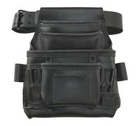 Graintex ST2880 :: 10 Pocket Nail & Tool Pouch Rugged Black Color Top Grain Leather with 2” Leather Belt for Framers, Constructors, Electricians, Plumbers, Handyman