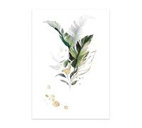 Graiting 1pc Watercolor Plant Canvas Poster Leaf Botanical Art Print Minimalist Painting Style Picture Living Room Decoration(02,40x60cm No Frame)
